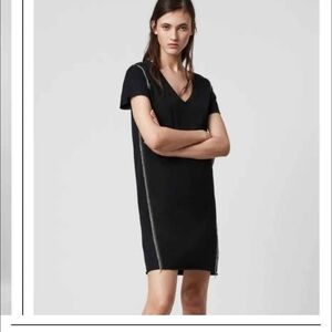 All Saints Black Mini Dress with Silver Accents